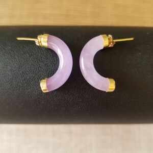 14K Gold Jade Hoop Earrings